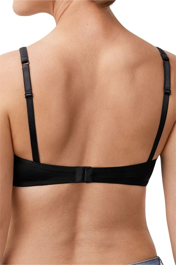 Lara 100% pleated silk bra - black – misscrofton