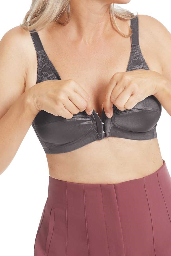 Front Close Mastectomy Bra with Modern Lace (Sister) 1105263-S -  1113970-F:Pantone Tap Shoe:40DDD