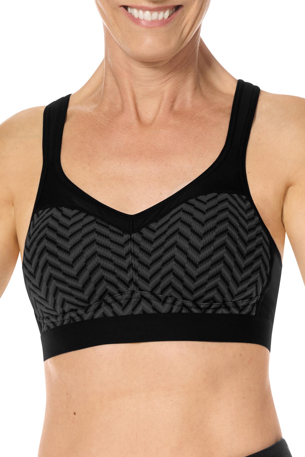 Amoena Women's Zip Front Medium Support Pocketed Sport Bra, Black, Small at   Women's Clothing store