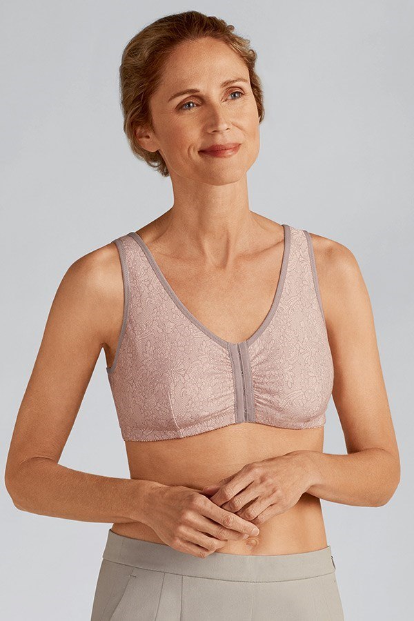 Frances Non-wired Front Closure Mastectomy Bra - taupe