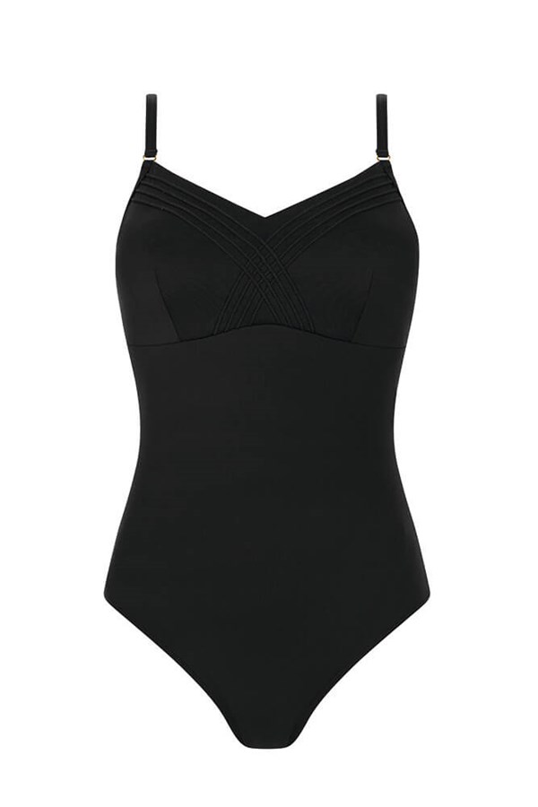 Zen Garden One Piece Swimsuit Black Pocketed Mastectomy Swimwear Amoena Worldwide