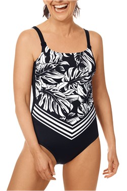 Front Skirted One-Piece Mastectomy Swimsuit w/ Prosthesis Pockets
