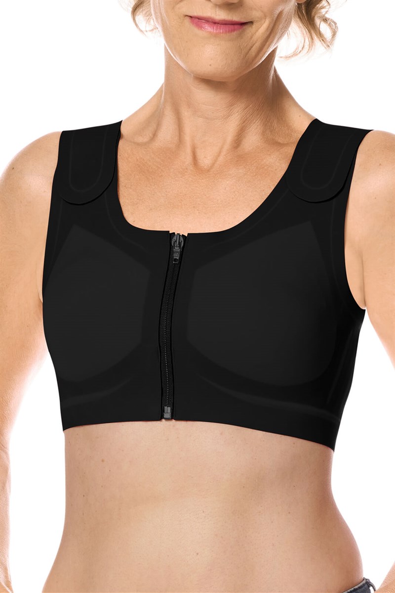 Lymph Flow Front Closure Soft Mastectomy Bra - black, CuraLymph Recovery  wear, Amoena UK