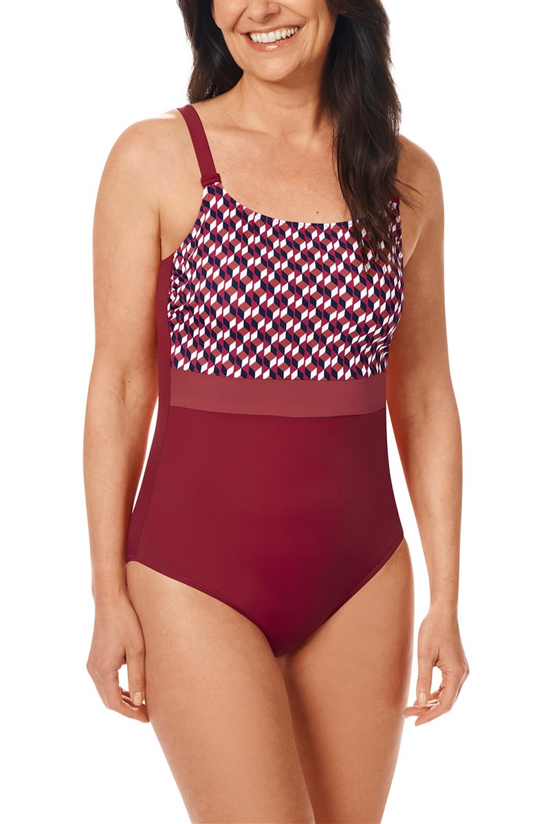 Apulia Sarong Swimsuit - red  Pocketed Mastectomy Swimwear