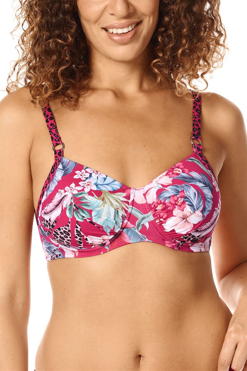 Cozumel Non-Wired Padded Bikini Top - pink, Pocketed Mastectomy Swimwear, Amoena Worldwide