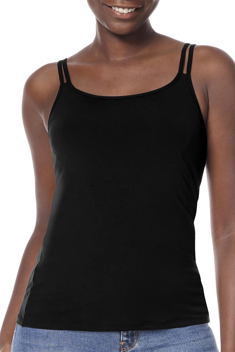 HBY Womens Camisole Built In Shelf Padded Cami Bra Adjustable Straps Tank  Top, Black, Small at  Women's Clothing store